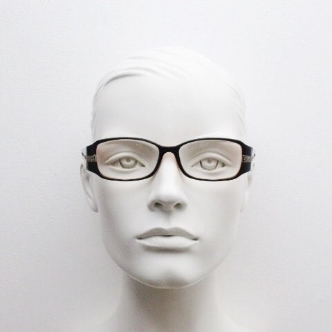 Prada Y2K vintage glasses model 4548437 made in Italy. Black acetate optical frames with diamante. Prescription eyeglasses. 2000s spectacles
