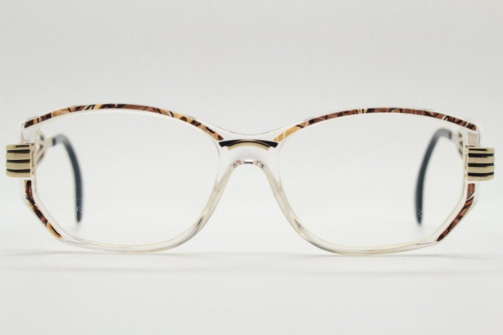Cazal 90s vintage angular eye glasses made in Germany. Low profile crystal optical frames with detailed arms. Prescription eyeglasses. RX