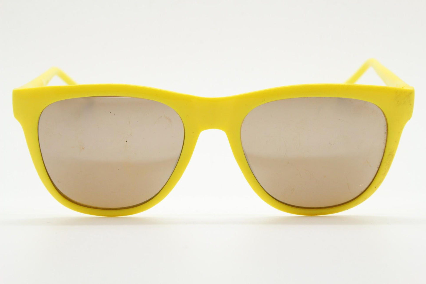 Vintage 80s square sunglasses. All time classic design in canary yellow with silver mirror lenses. Party monster magnet shades. NOS