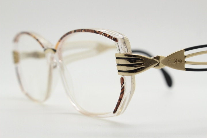 Cazal 90s vintage angular eye glasses made in Germany. Low profile crystal optical frames with detailed arms. Prescription eyeglasses. RX