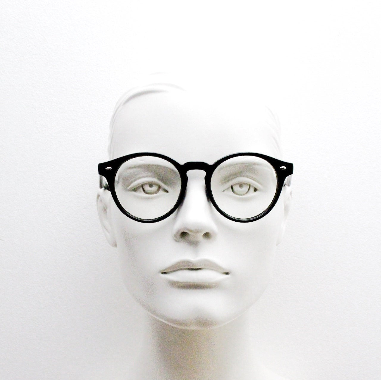 90s vintage black rounded wayfarer style glasses. Black gloss optical frames with clear lenses. Prescription eyeglasses. RX spectacles
