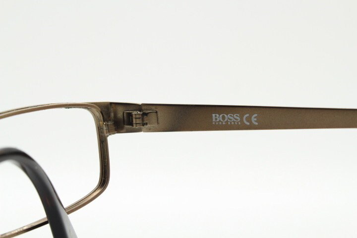 Hugo Boss vintage rectangular eye glasses. Handsome brown metallic finish optical frame. Prescription eyeglasses. RX spectacles