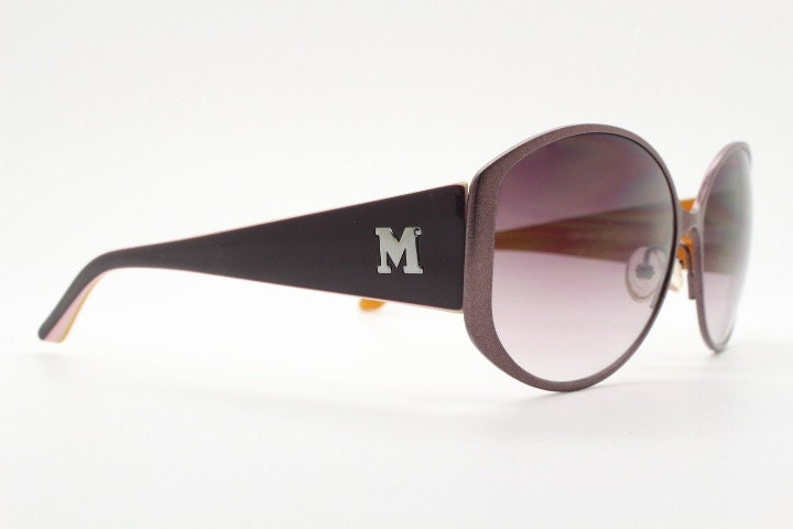 Missoni Y2K big round vintage sunglasses. Deep purple acetate frame with metallic satin finish front with graduating lenses. Womens NOS