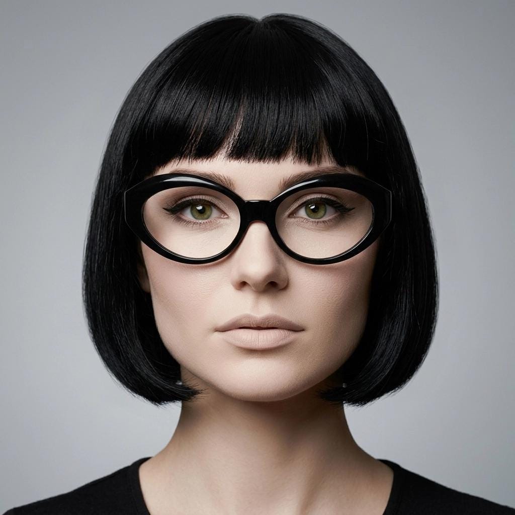 80s vintage oval cat eye glasses. Crop sided dynamic black cateye optical frames. 60s design prescription eyeglasses. RX spectacles. NOS