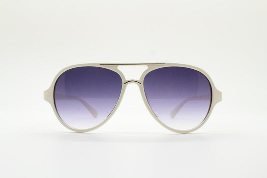 Y2K vintage teardrop aviator sunglasses. 2000's ice white frame with graduating black lenses and bridge outline. 80s design NOS aviators