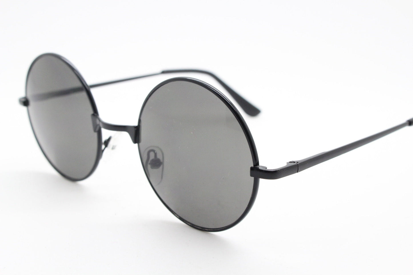 90s round vintage sunglasses. Small black metal frame with black lenses. 1920's style. John Lennon. Gojo Satoru. NOS