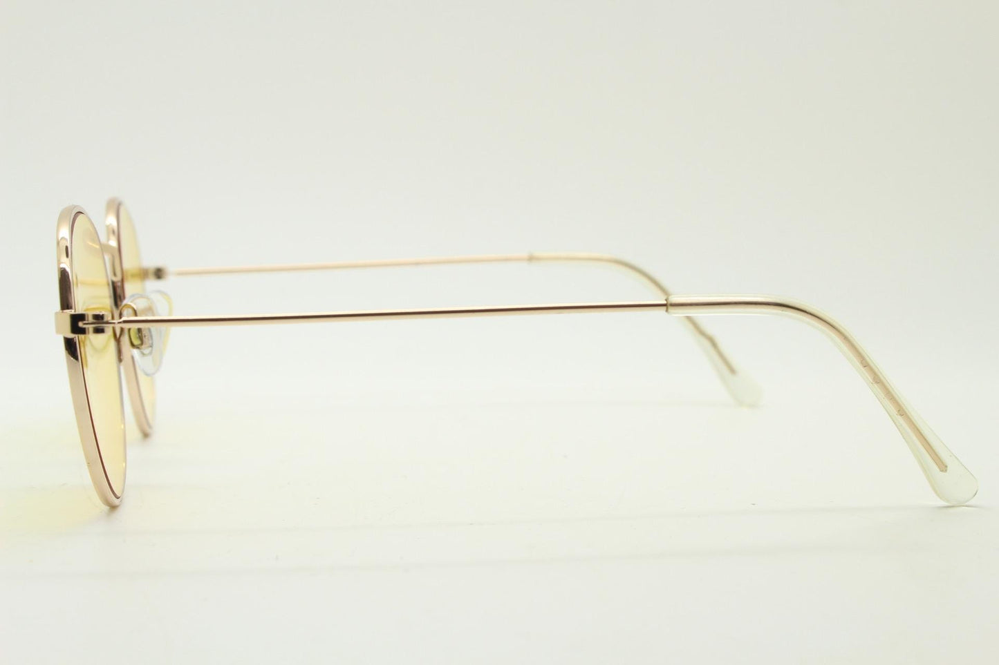 90s vintage round metal sunglasses, Classical 1930s design gold frame with blazing canary yellow lenses. Unused. NOS. Panto