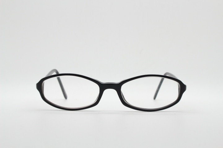 Emporio Armani oval eye glasses model 646 made in Italy. Black gloss acetate slim optical frames. Prescription eyeglasses. RX spectacles