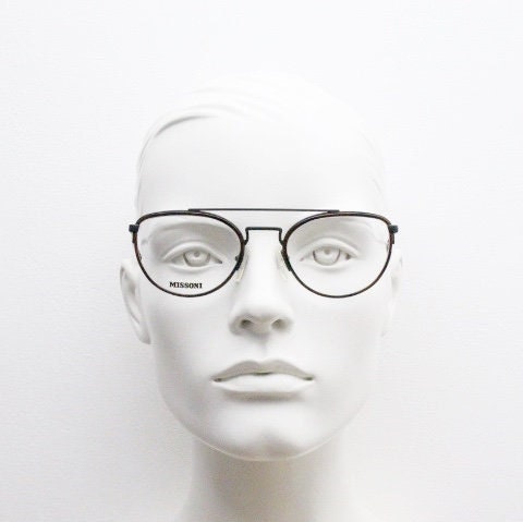 Missoni 90s vintage oval panto eye glasses made in Italy. Black matt alutanium optical frames with tortoise inserts. Prescription RX. NOS