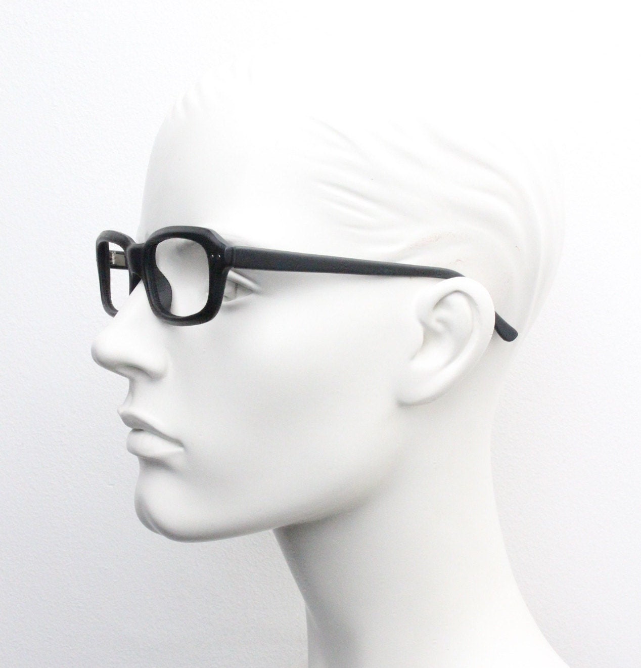 90s vintage black matt glasses. 60s design high quality rectangular optical frames. Prescription eyeglasses. RX Spectacles. BNWT NOS
