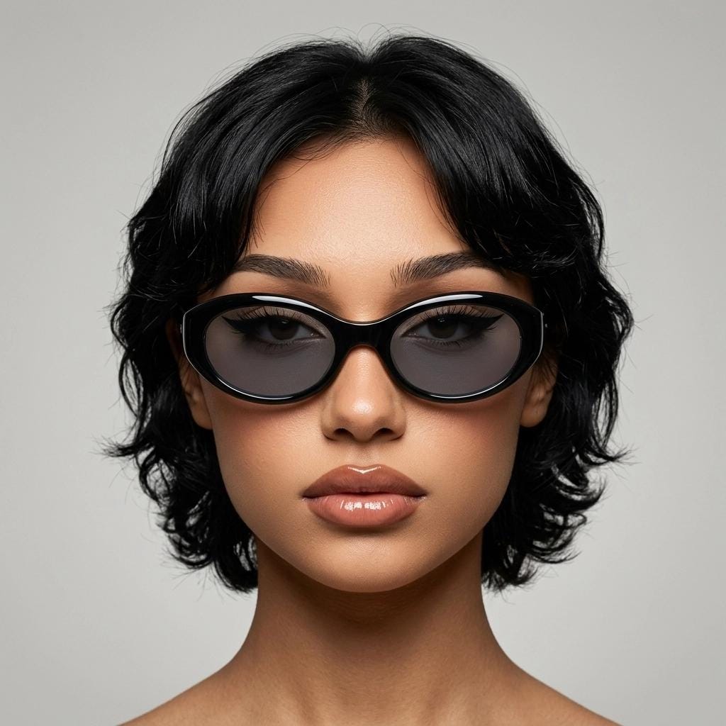 Iceberg 90s vintage oval cateye sunglasses made in Italy. Womens chunky plain black gloss acetate cat eye