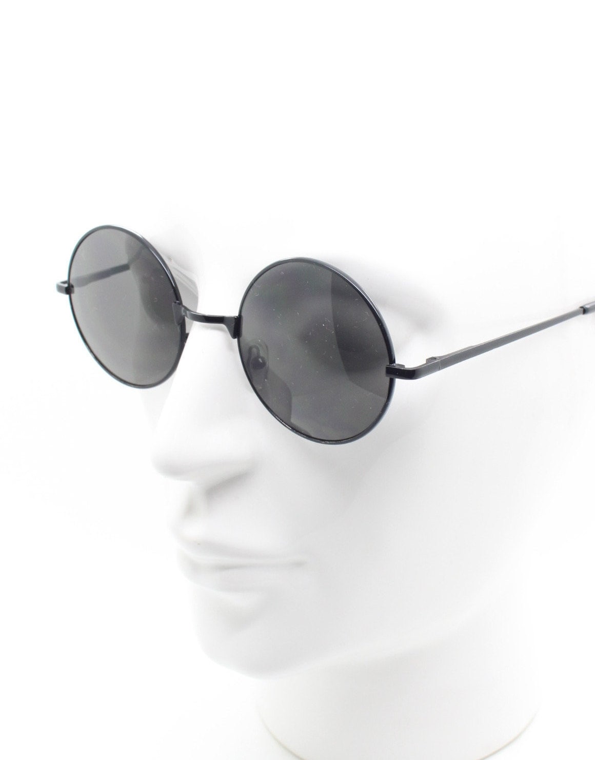 90s round vintage sunglasses. Small black metal frame with black lenses. 1920's style. John Lennon. Gojo Satoru. NOS