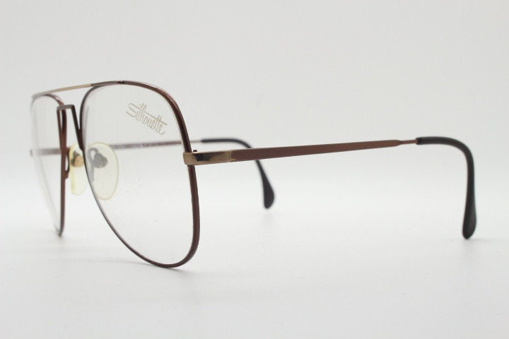 Silhouette 70s vintage aviator eye glasses made in Austria. Handsome bronze brown mens optical frame. Prescription eyeglasses. Rx aviators
