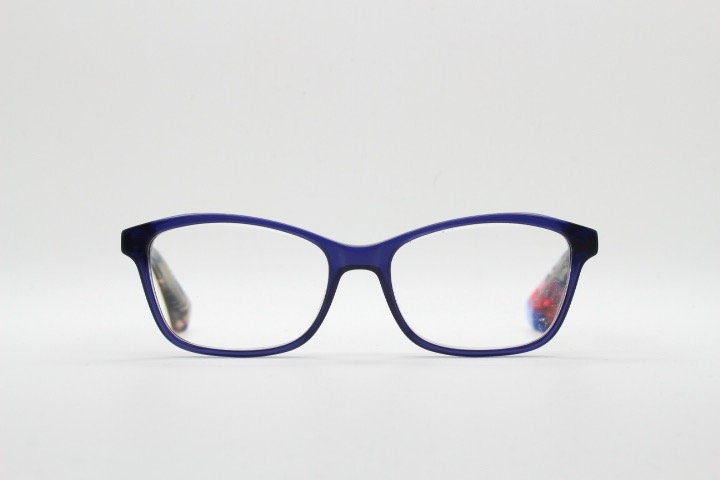 Christian Lacroix modified cat eye glasses. Artistic patterned acetate optical cateye frames. Prescription RX eyeglasses