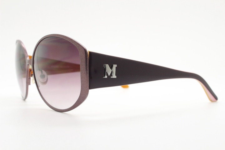 Missoni Y2K big round vintage sunglasses. Deep purple acetate frame with metallic satin finish front with graduating lenses. Womens NOS