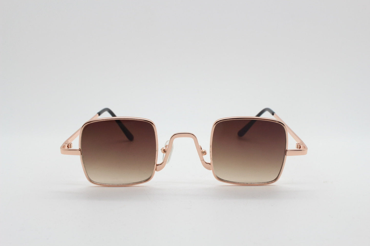 90s vintage small square sunglasses. Imposing minimal gold metal victorian style frame with brown lenses. Steampunk. Unused BNWT