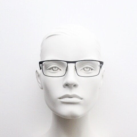 Porsche design rectangular eye glasses model 8251 made in Japan. Minimal gunmetal grey wire optical frame. Prescription RX spectacles