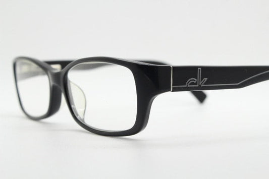 Calvin Klein rectangular glasses model 5714. Black gloss low profile acetate optical frames. Prescription eyeglasses. RX vintage spectacles