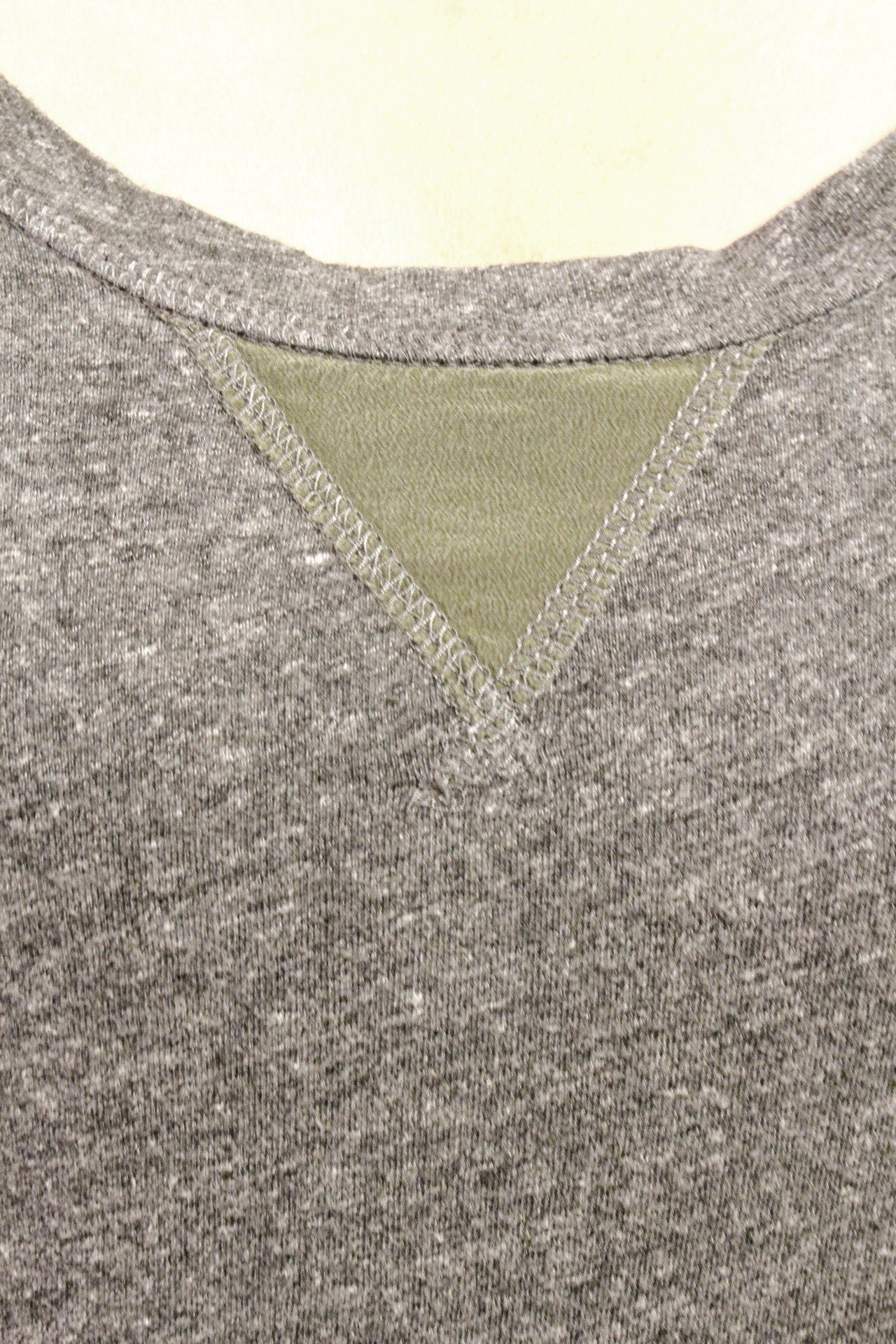J. Crew vintage Y2K round neck grey sweatshirt with green chiffon sleeves. Womens fitted crew neck pullover jumper. 2000s sweater. Top