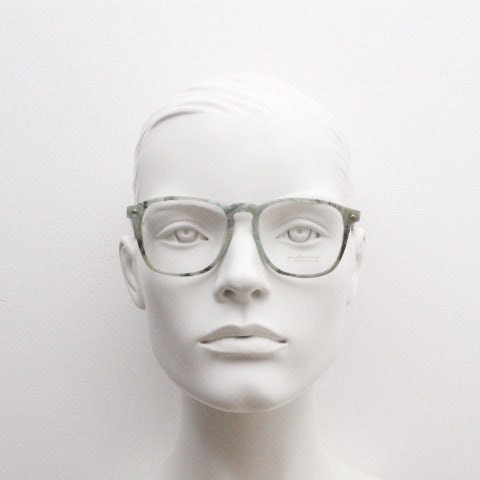 Collezione Azzurro vintage square eye glasses. Authentic 80s lime green marbled acetate optical frame. Prescription RX eyeglasses