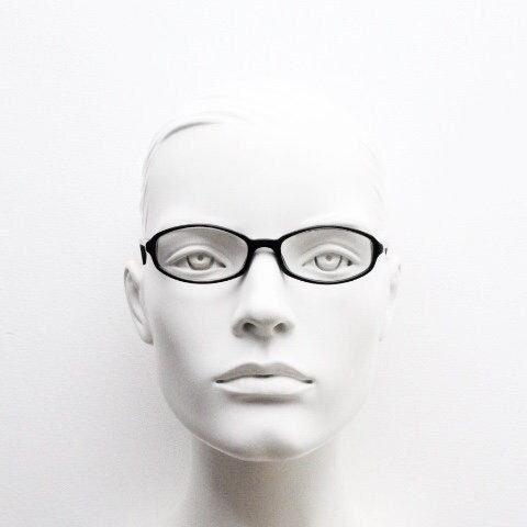 Emporio Armani oval eye glasses model 646 made in Italy. Black gloss acetate slim optical frames. Prescription eyeglasses. RX spectacles