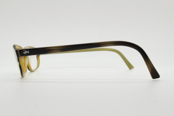 Paul Smith vintage rectangular glasses made in Japan. Dark brown low profile layered acetate optical frames. Prescription eyeglasses. RX