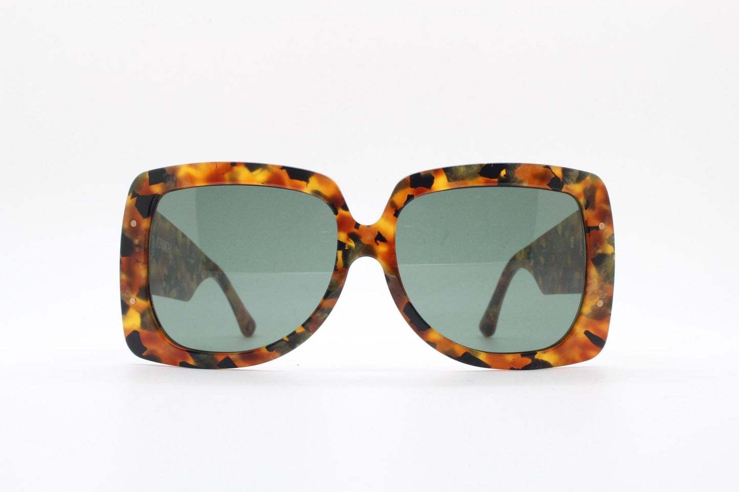 Erdem oversized square sunglasses made in Japan by Linda Farrow. Exquisite autumnal coloured acetate. Gallery Projects Vintage. NOS Full Set