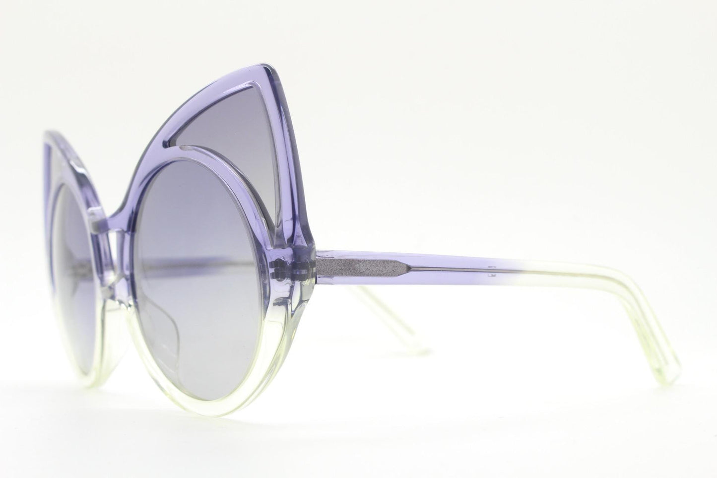 Linda Farrow huge cat eye sunglasses. Purple version of the true original that caused a million copies. Khaleda + Fahad Projects Vintage NOS