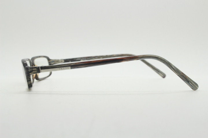 Prada vintage rectangular glasses model VPR O6G made in Italy. Vibrant grey acetate optical frames. Prescription eyeglasses. RX spectacles