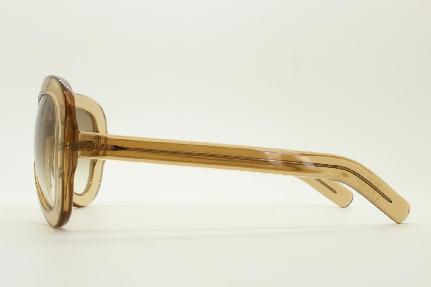 Cutler and Gross London dynamic thick frame acetate aviator. Transparent light brown with matching light tone lenses. Y2K. Vintage
