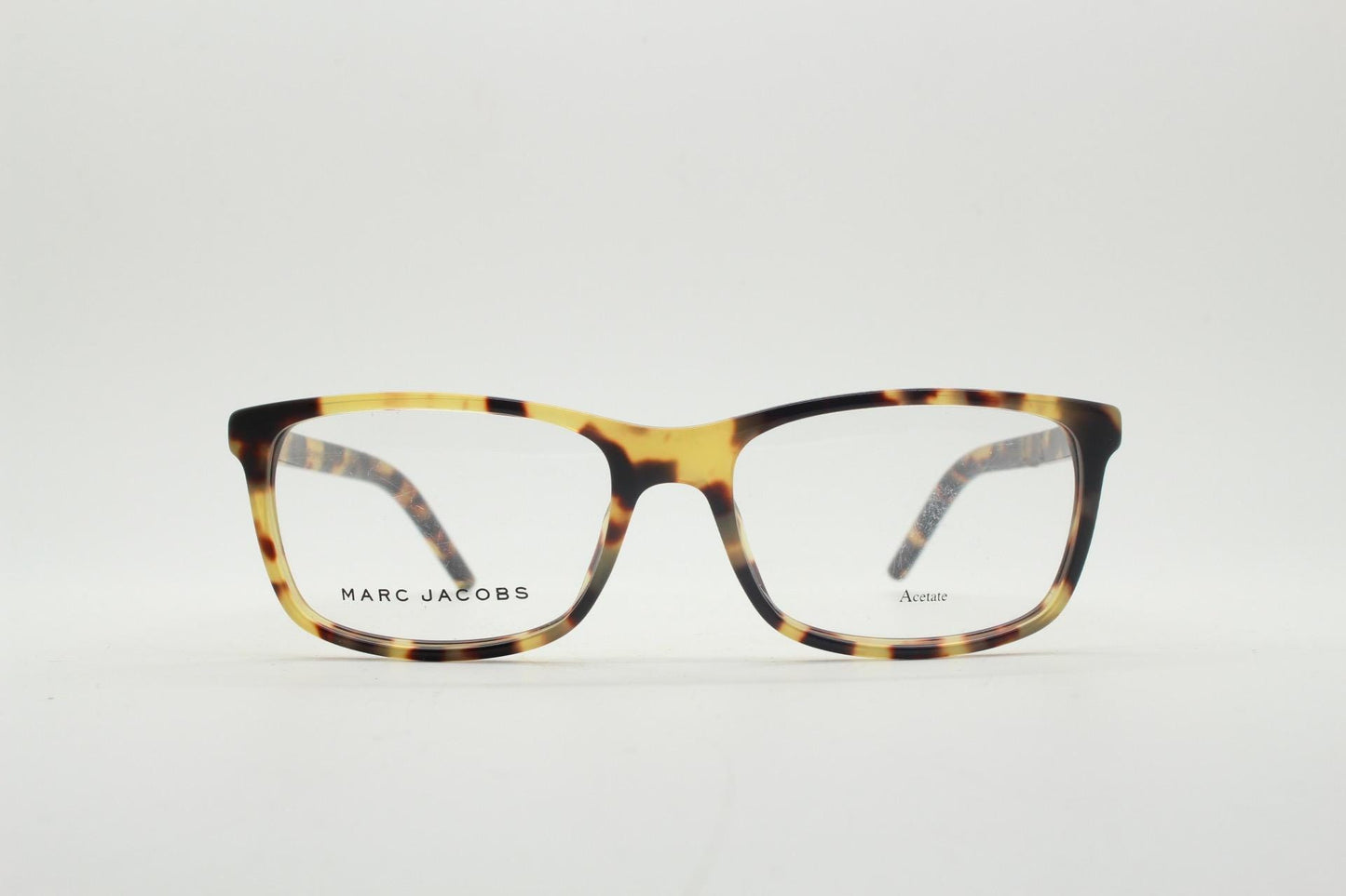 Marc Jacobs rectangular low profile eye glasses. Vibrant honey tortoise gloss acetate optical frames. Prescription eyeglasses. BNWT