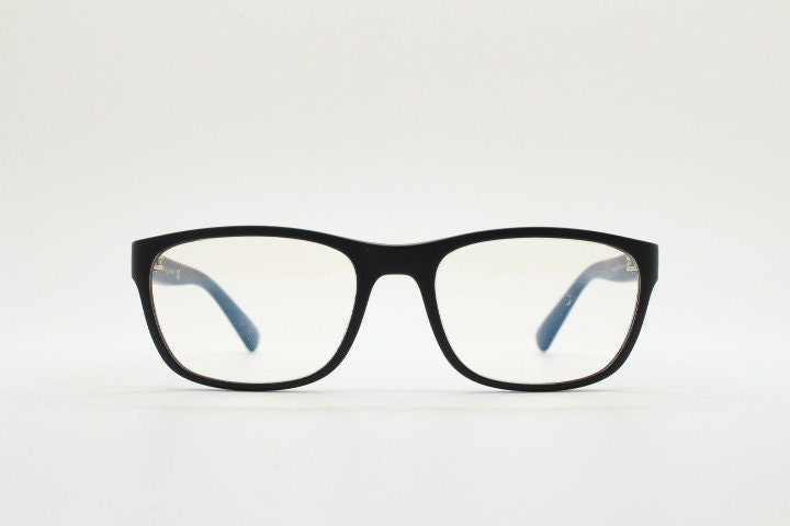 Ralph Lauren rectangular black eye glasses. Matt finish acetate optical frame with subtle logo's. Prescription eyeglasses. RX vintage