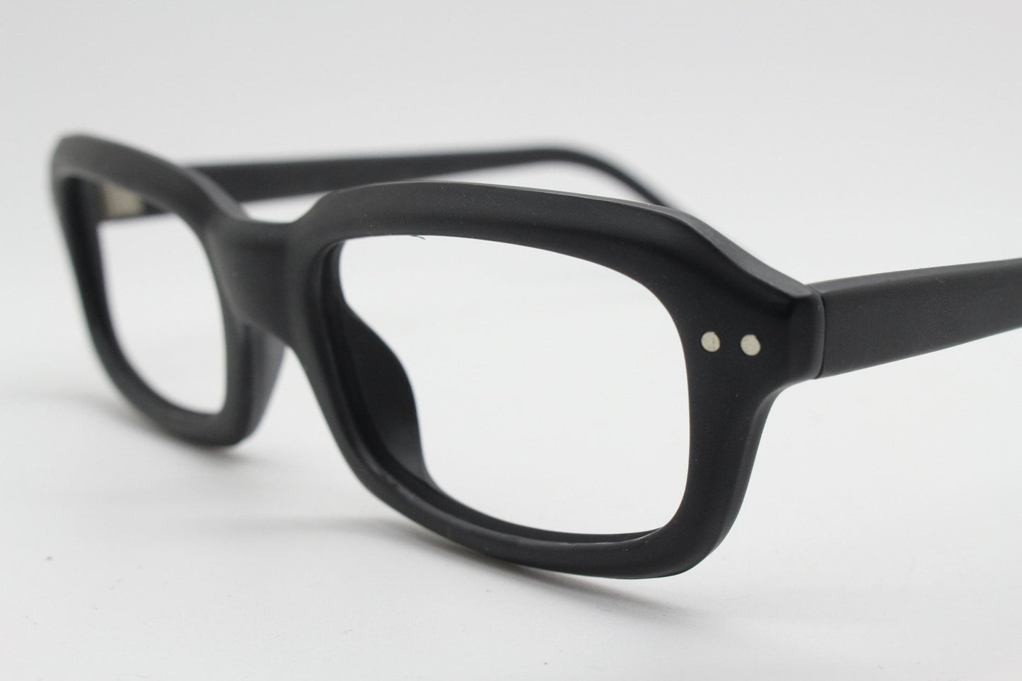 90s vintage black matt glasses. 60s design high quality rectangular optical frames. Prescription eyeglasses. RX Spectacles. BNWT NOS