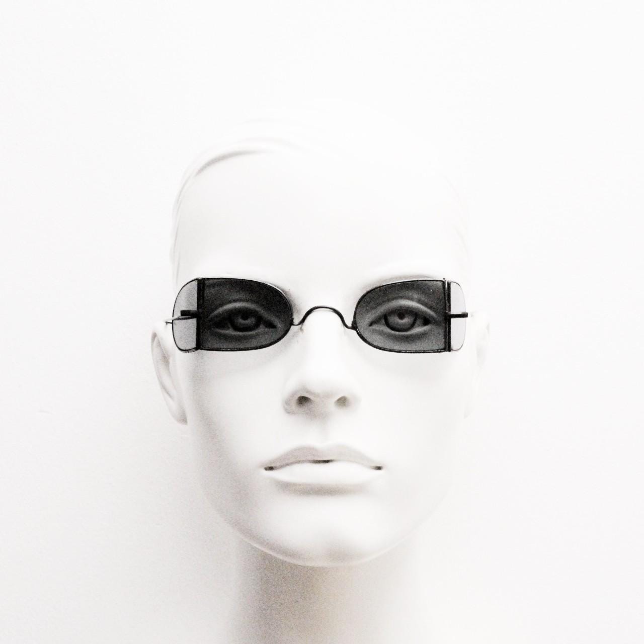Victorian folding steel train driver sunglasses. Metal double D wire frame with  real glass lenses and side windows. Antique eyewear. VGC