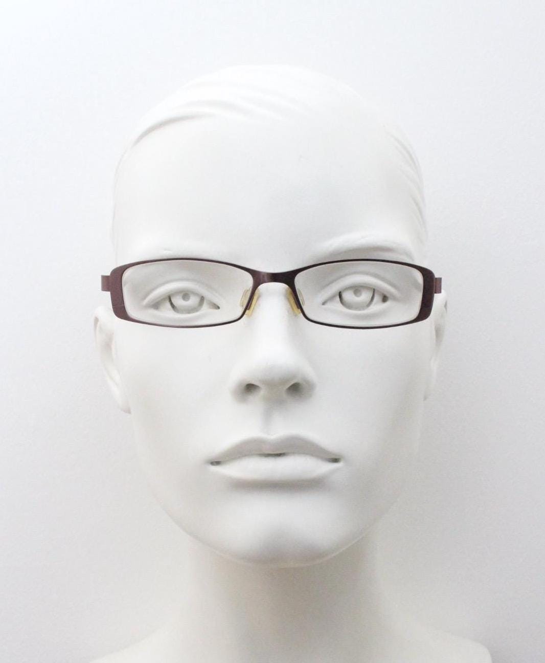 Jai Kudo vintage rectangular eye glasses. Low profile brown metallic finish optical frame. Prescription eyeglasses. RX spectacles