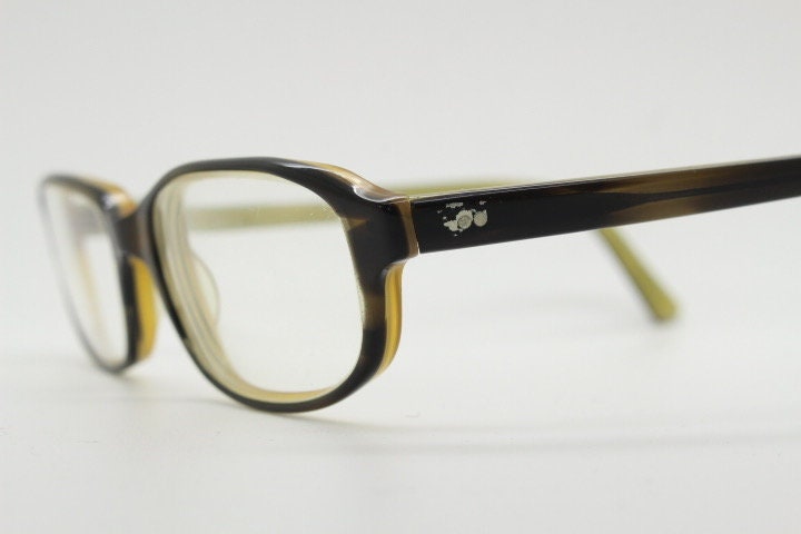 Paul Smith vintage rectangular glasses made in Japan. Dark brown low profile layered acetate optical frames. Prescription eyeglasses. RX