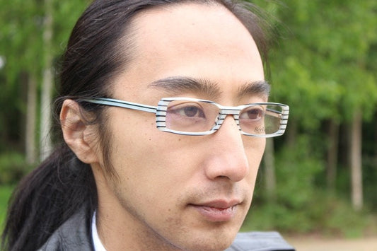 Berkeley & Son London rectangular90s vintage eye glasses. Black and white horizontal striped acetate optical frame. Prescription RX