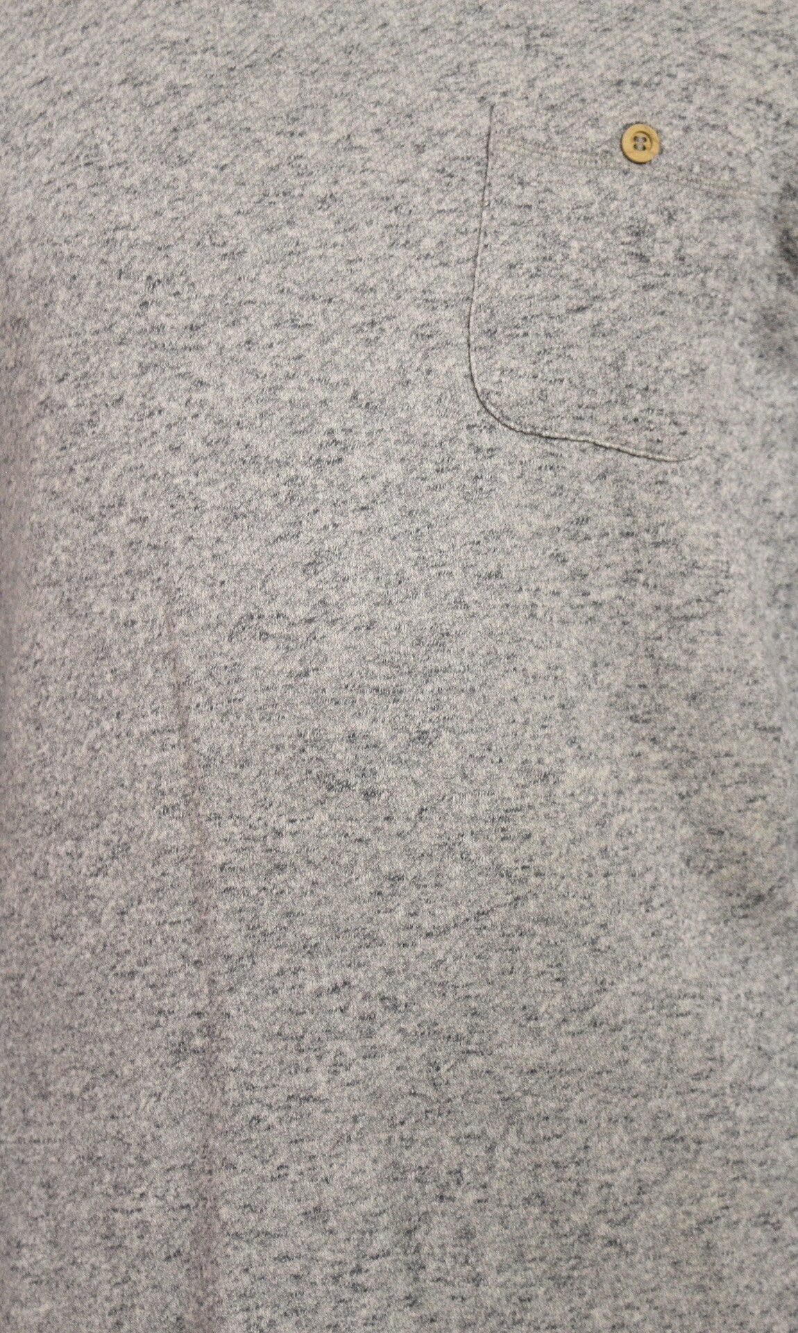 Shore Leave grey fleck long sweatshirt. Crew neck pullover with outside chest pocket. Pure cotton round neck mens jumper