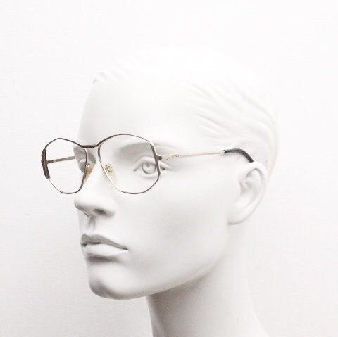 Fila 80s vintage hexagon eye glasses. Angular 6 sided metal optical frame. Mens prescription eyeglasses. RX spectacles. NOS