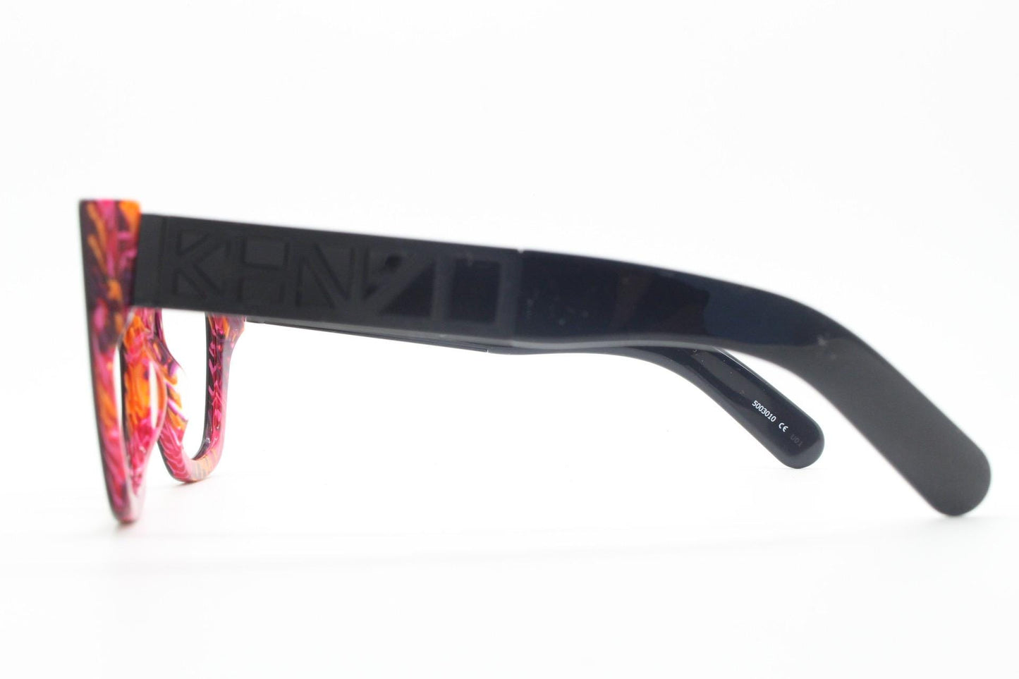 Kenzo vintage oversized chunky cat eye glasses. Big logo thick optical frame with dynamic red marble highlights. Womens RX. BNWT