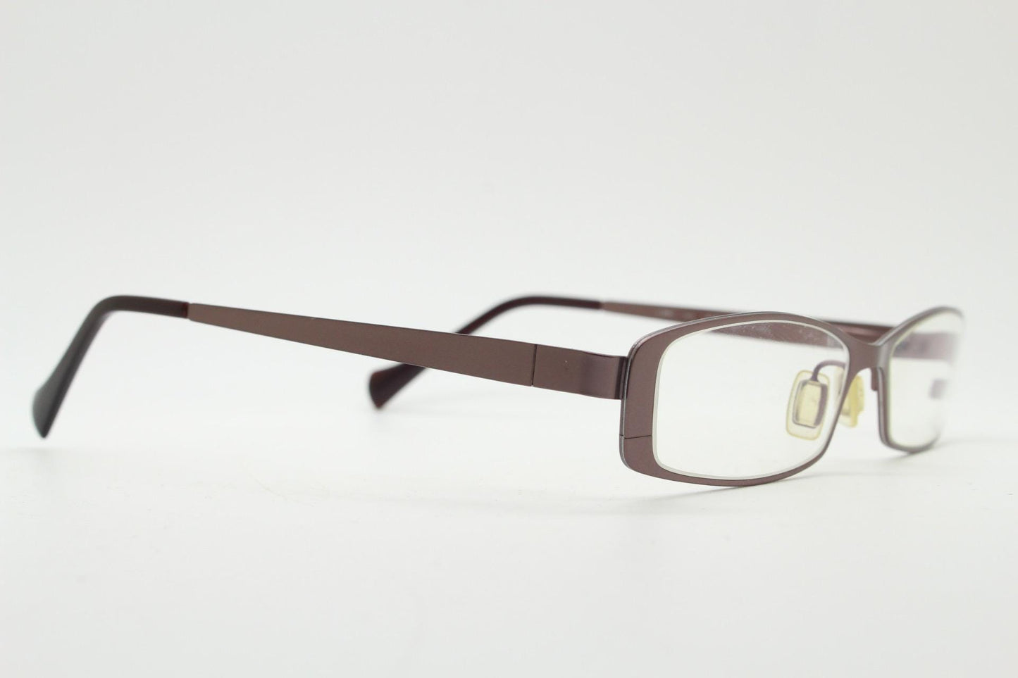 Jai Kudo vintage rectangular eye glasses. Low profile brown metallic finish optical frame. Prescription eyeglasses. RX spectacles