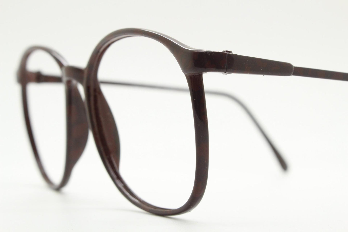 80s vintage dark brown round eye glasses. Slightly oversized slender optical frames. Prescription eyeglasses. RX spectacles