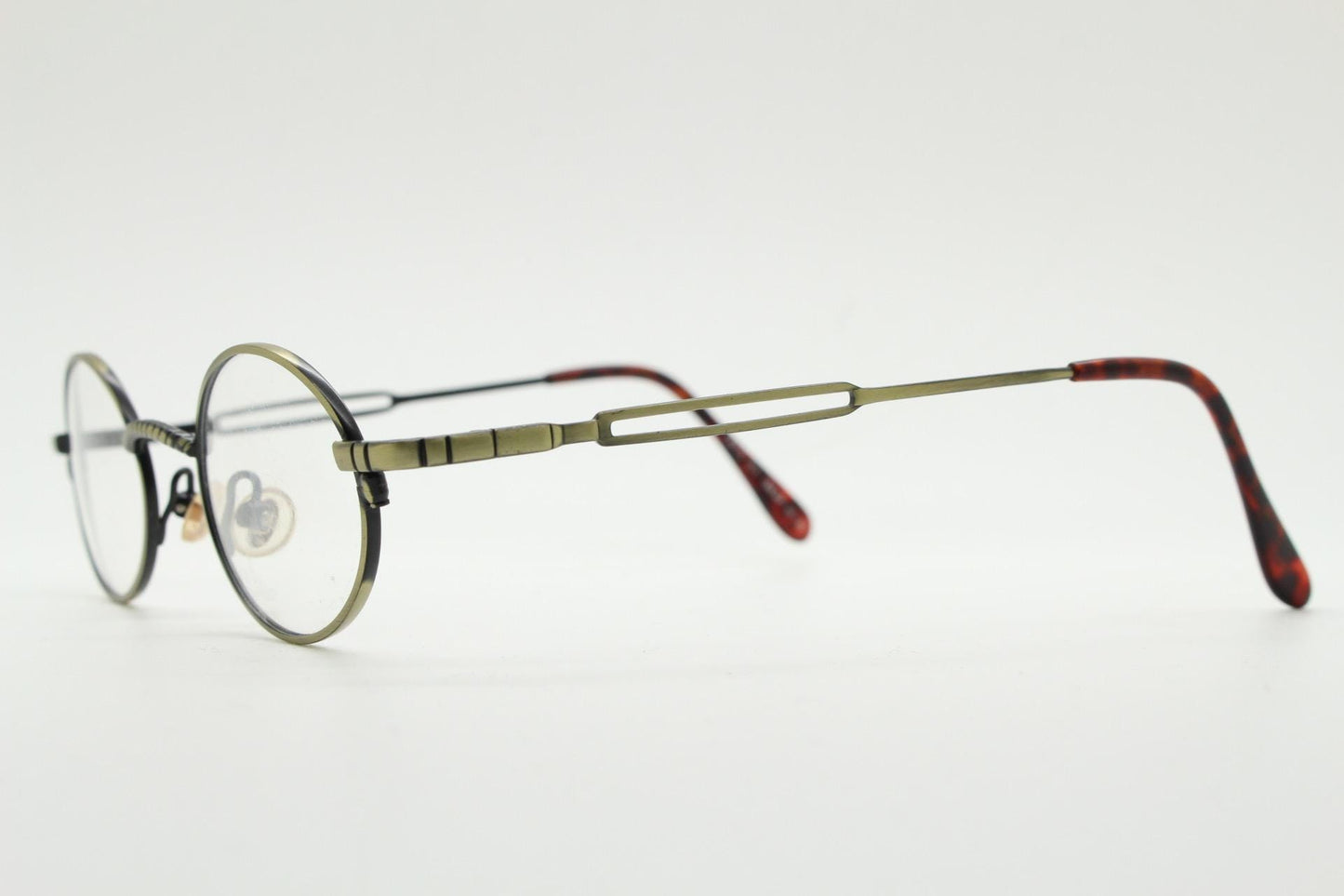 Paris Ma 90s vintage small oval eye glasses. Brushed bronze optical frames with charming details. Prescription NOS. Steampunk spectacles