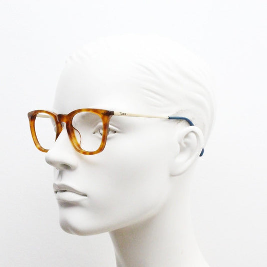 Tom's rectangular horn rim eye glasses. Classical 40s design in amber acetate with gold arms. Prescription optical frames. RX spectacles