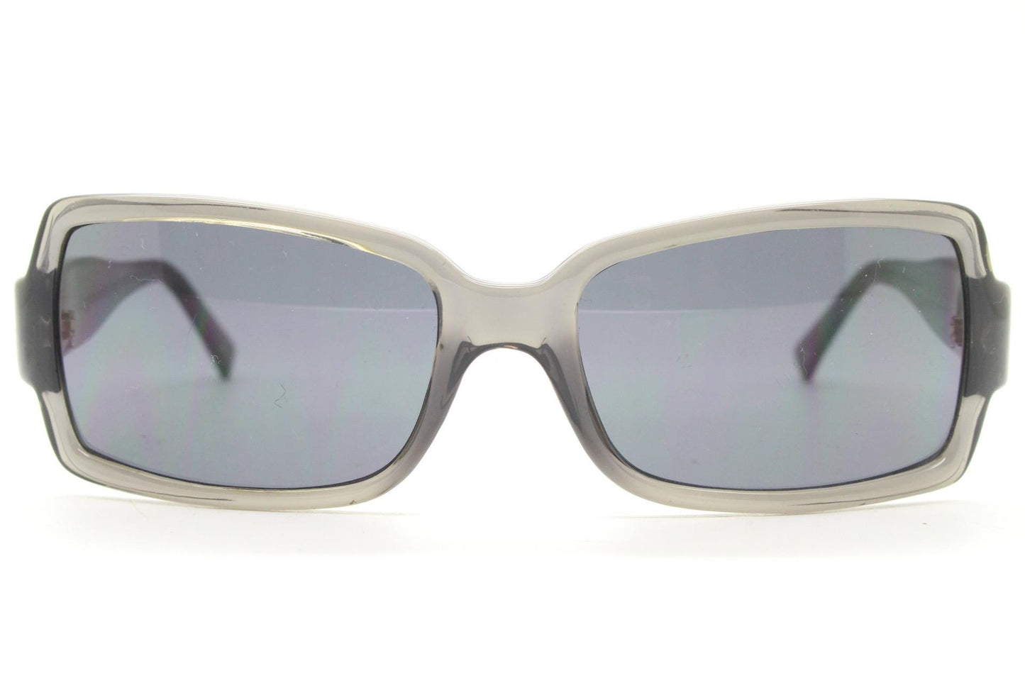 Y2k vintage wrap around curved rectangular sunglasses from Italy. Dark grey acetate frame with matching lenses. 2000's NOS