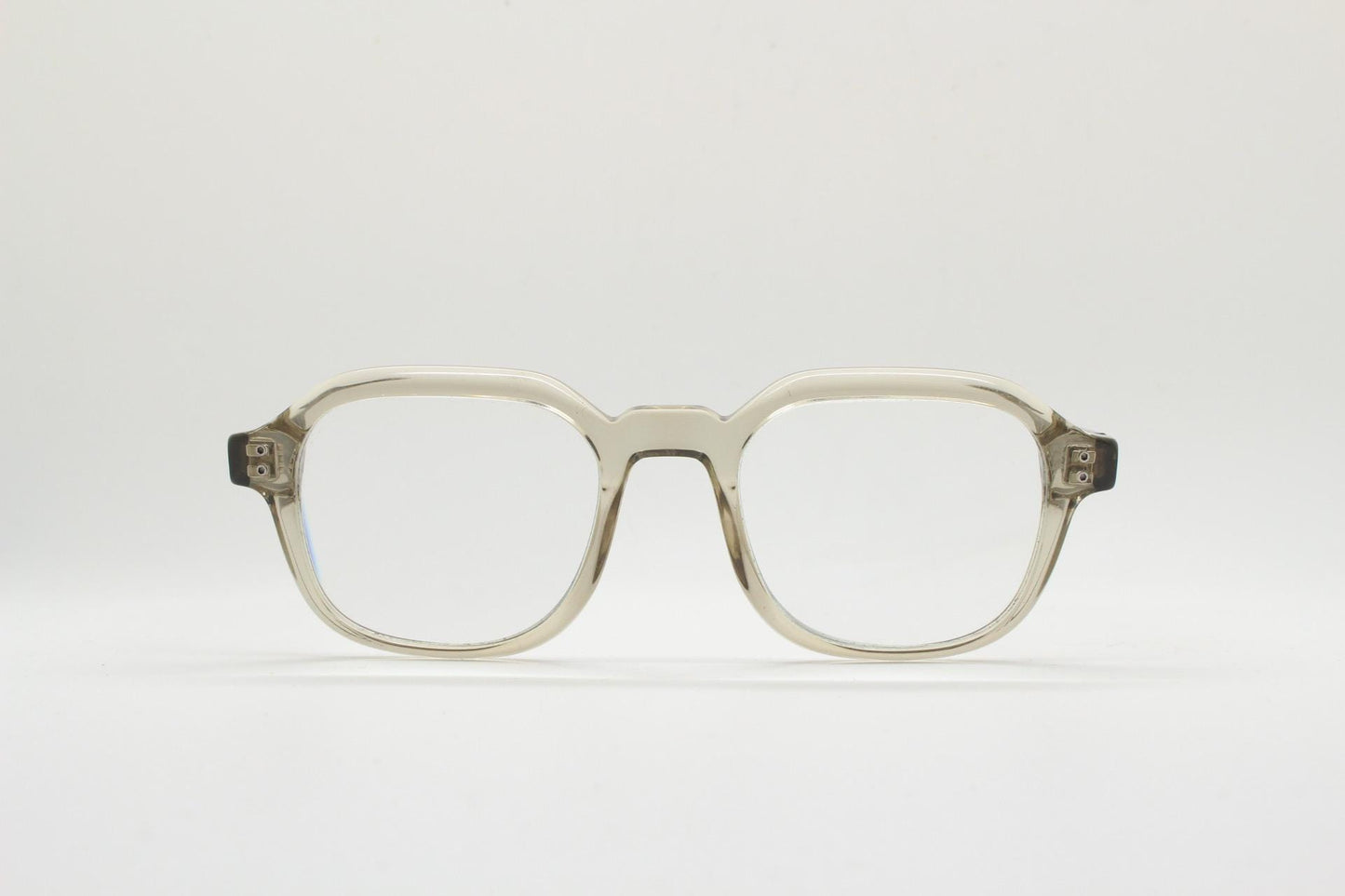 Square chunky eye glasses in high quality transparent grey gloss acetate. Optical frames. Prescription eyeglasses. Vintage. RX spectacles