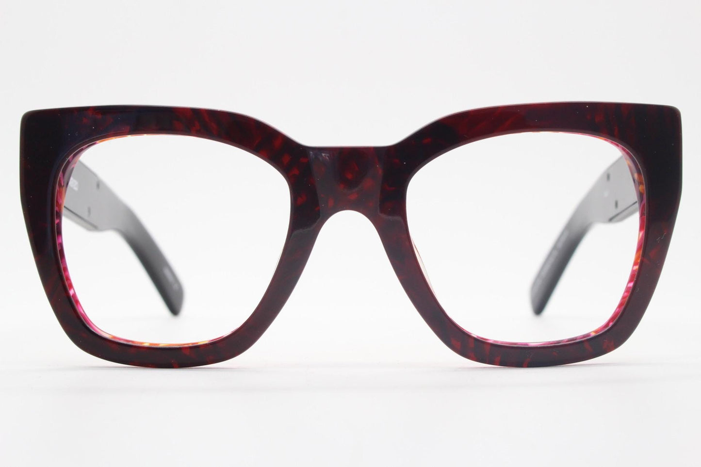 Kenzo vintage oversized chunky cat eye glasses. Big logo thick optical frame with dynamic red marble highlights. Womens RX. BNWT