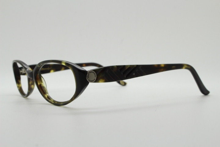 Lulu Guinness vintage oval eye glasses. Dark tortoise low profile optical frames. Prescription eyeglasses. RX spectacles