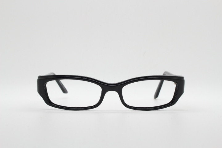 Missoni modified cat eye glasses. Rectangular low profile black acetate optical frames. Prescription eyeglasses. RX spectacles