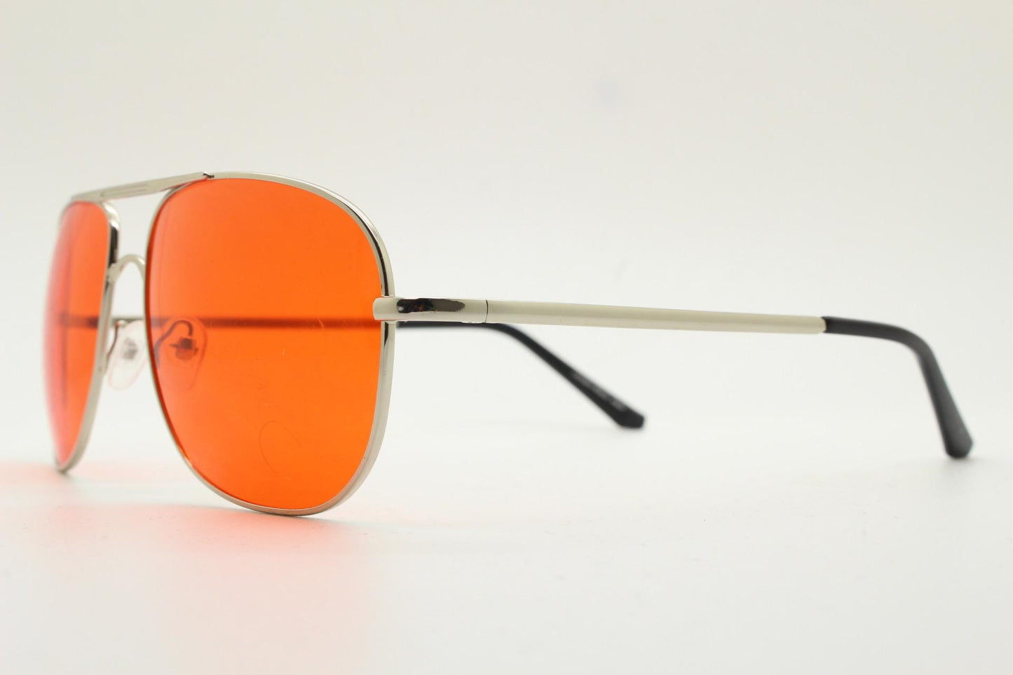 Y2K vintage square aviator sunglasses. Silver chrome metal frame 70s design aviators with intense red lenses. 2000s. Unused NOS